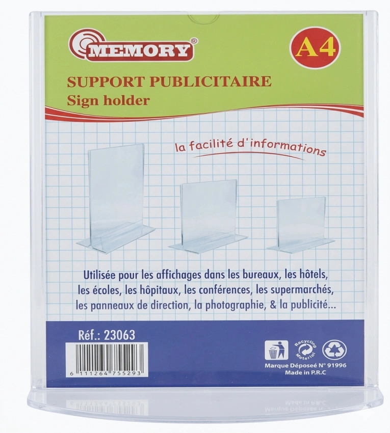 Support Publicitaire A4 Memory – Porte-Affiche Transparent Professionnel